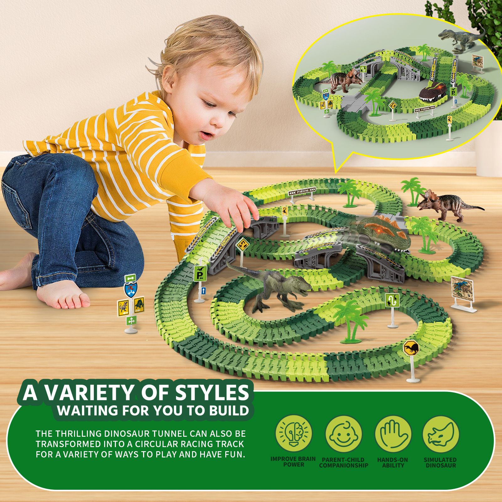 Dinosaur Electric Track Car Toy For Children